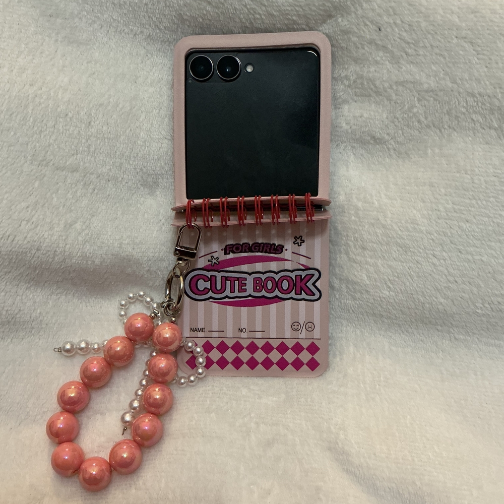 Galaxy Z Flip 7 Notebook Style Phone Case with Beaded Charm